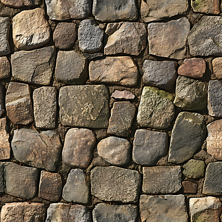 Weathered Stone Wall with Natural Moss and Dirt seamless PBR texture preview