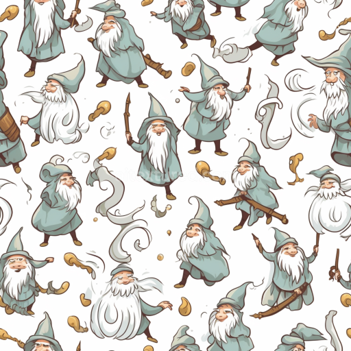 Seamless 3D PBR Texture of Cartoon Wizard Characters in Soft Pastel Pattern