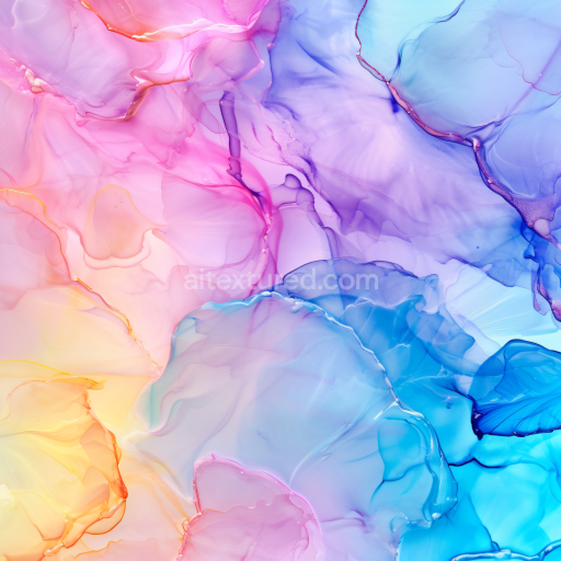 Seamless 3D Alcohol Ink PBR Texture Featuring Pastel Fluid Waves and Soft Color Transitions