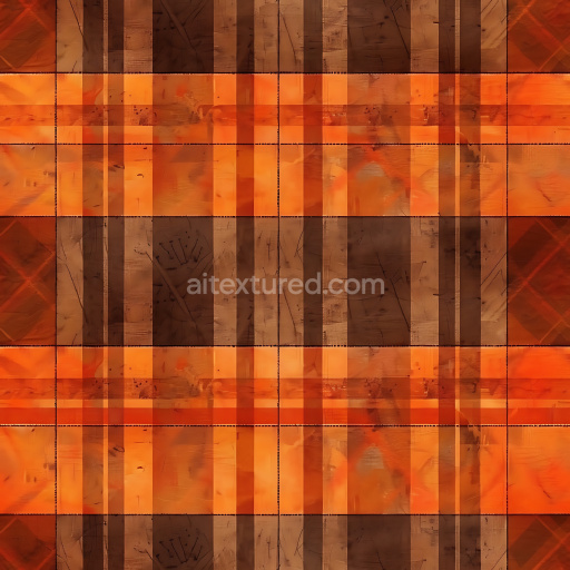 Preview — Seamless 3D PBR texture of orange and brown plaid fabric with subtle scratches