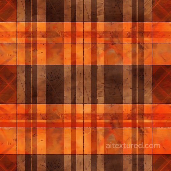 Of Orange And Brown Plaid Fabric With Subtle Scratches Plaid texture preview