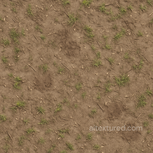 Dirt Dusty Surface With Muddy Spots And Scattered Seeds seamless Park pavement PBR texture