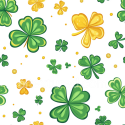 seamless Seamless 3D PBR Texture of Green and Gold Shamrocks on White Background texture 8k free download PBR