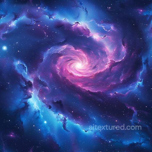 Space PBR Texture Featuring Spiral Galaxy with Vibrant Nebula Swirls seamless Star, space, planets PBR texture