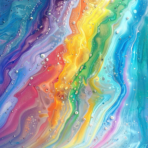 Alcohol Ink PBR Texture Featuring Vibrant Rainbow Fluid Waves and Organic Marbling seamless Alcohol ink PBR texture