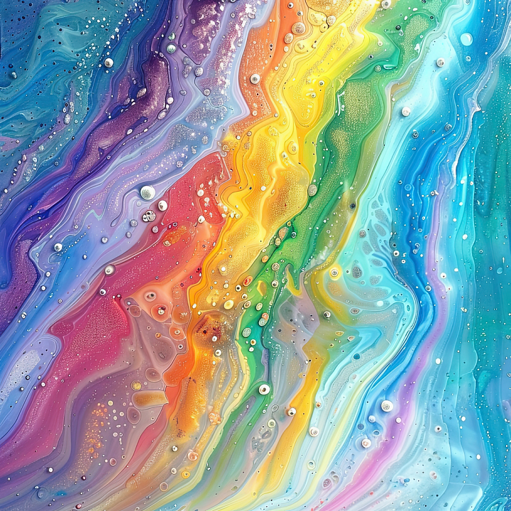 Alcohol Ink Featuring Vibrant Rainbow Fluid Waves and Organic Marbling seamless PBR texture preview