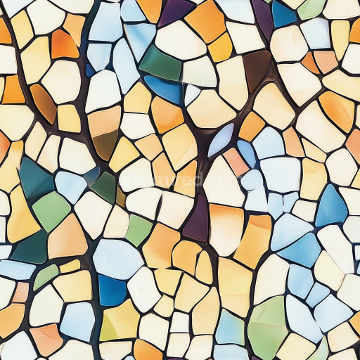 Seamless 3D Mosaic PBR Texture of Colorful Broken Ceramic Tiles with Matte Finish texture preview