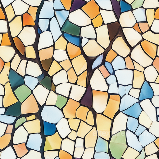 Mosaic PBR Texture of Colorful Broken Ceramic Tiles with Matte Finish seamless Mosaic PBR texture