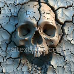 seamless Seamless 3D Cracked Dry Earth PBR Texture Featuring Embedded Skull Detail texture 8k free download PBR