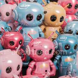 seamless Seamless 3D Inflated PBR Texture of Glossy Vinyl Robot Plush in Pastel Colors texture 8k free download PBR