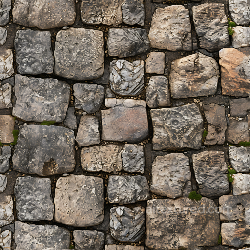 Weathered Stone Pavement PBR Texture with Natural Erosion and Moss seamless Stone PBR texture