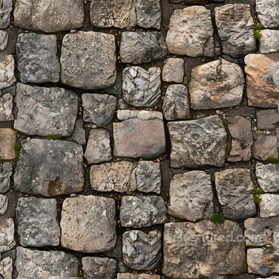 Weathered Stone Pavement PBR Texture with Natural Erosion and Moss Stone texture preview