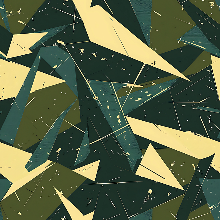 Geometric Camouflage with Angular Shapes and Olive Palette seamless PBR texture preview