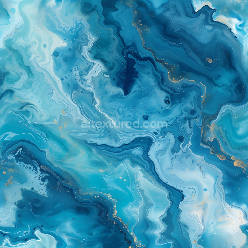 Seamless 3D Blue Marble PBR Texture with Fluid Veins and Gold Highlights