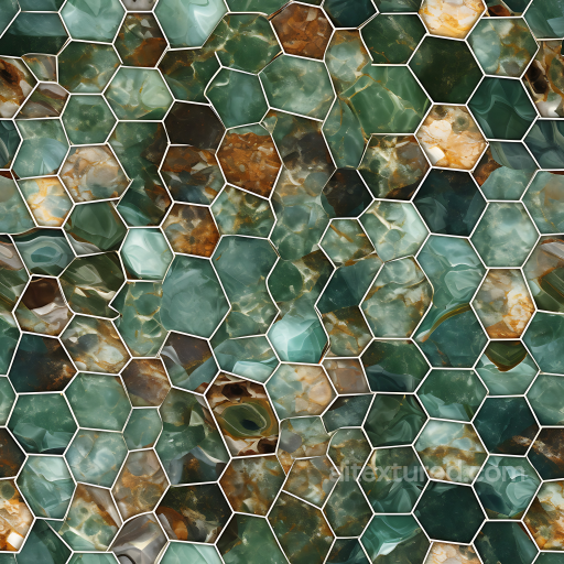 Marble Mosaic Texture Featuring Green and Brown Polished Stone seamless Marble PBR texture