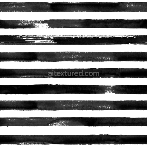 Seamless 3D PBR Texture of Black Watercolor Stripes on White Fabric Pattern