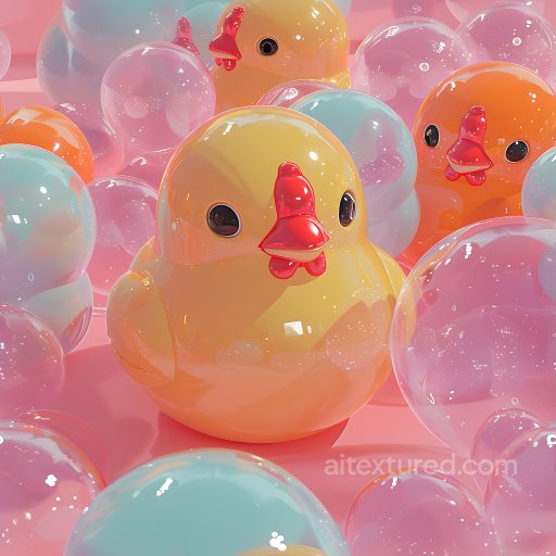 Inflated PBR Texture Featuring Glossy Rubber Duck Panels in Vibrant Colors seamless Inflated PBR texture