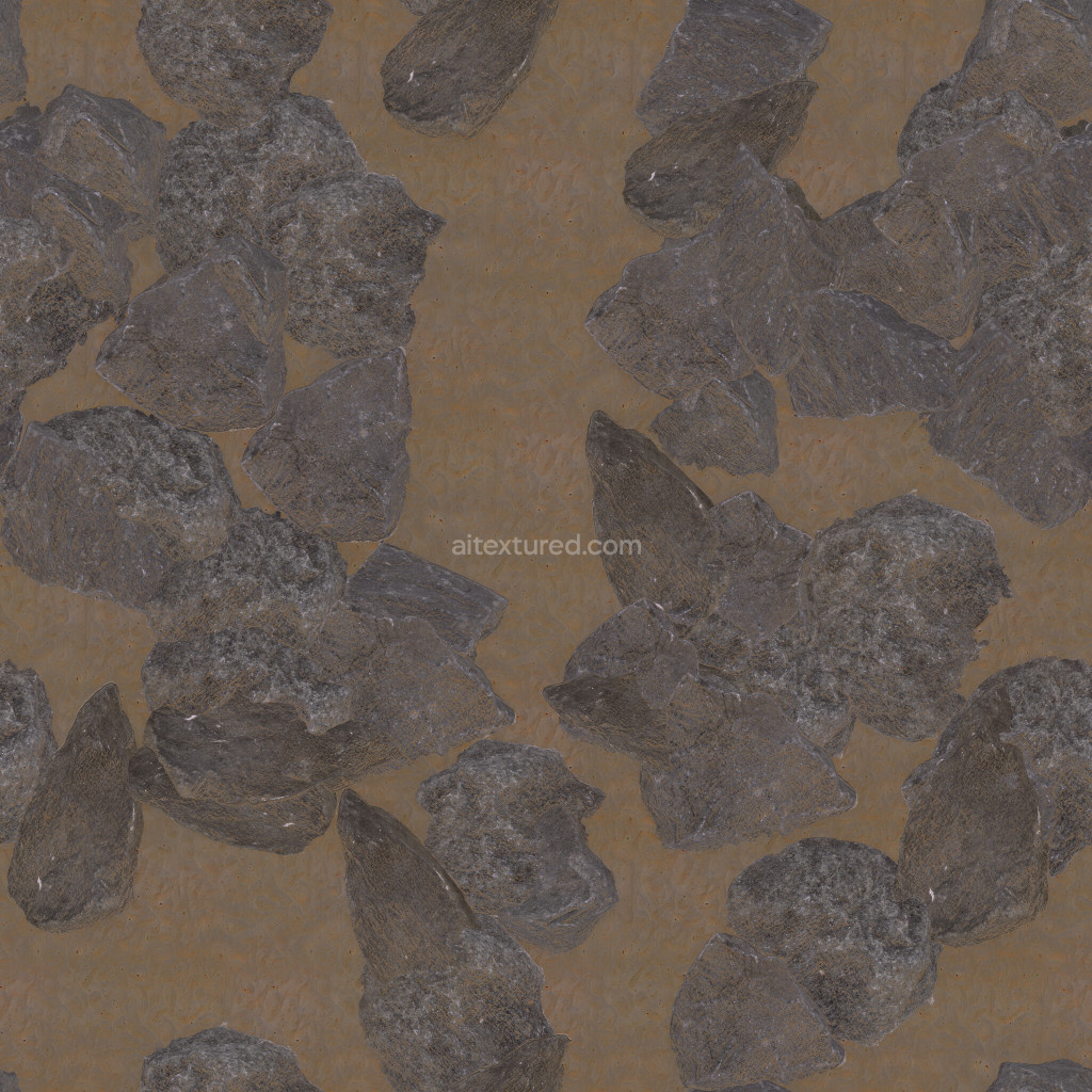 Seamless PBR rock texture with dark stone details