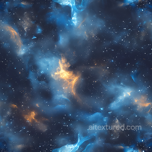 Space PBR Texture Featuring a Blue and Orange Glowing Nebula seamless Star, space, planets PBR texture