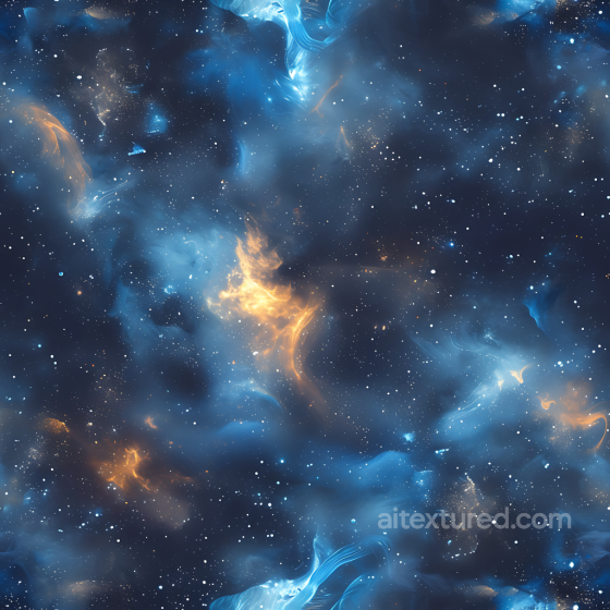 Space PBR Texture Featuring a Blue and Orange Glowing Nebula Star, space, planets texture preview