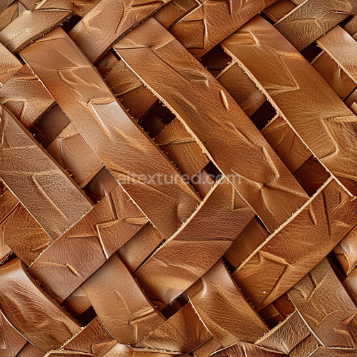 Seamless 3D Woven Brown Leather PBR Texture with Natural Grain and Creased Detailing
