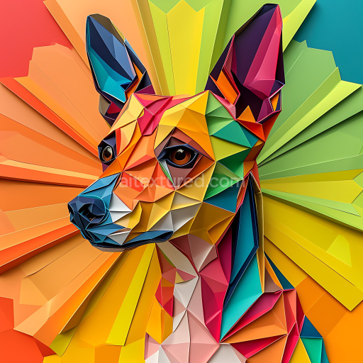 Seamless 3D PBR Texture Featuring Colorful Origami-Style Brazilian Terrier