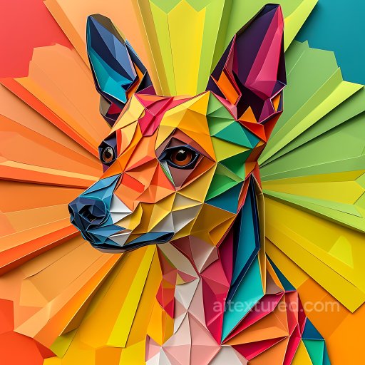 Animal - Seamless 3D PBR Texture Featuring Colorful Origami-Style Brazilian Terrier texture preview