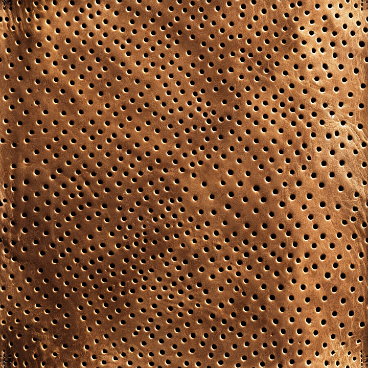 Brown Perforated Leather with Subtle Wrinkles seamless PBR texture preview