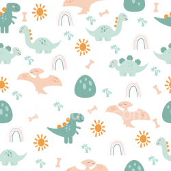 seamless Seamless 3D PBR Fabric Texture with Baby Boy Dinosaur Pattern and Pastel Colors texture 8k free download PBR