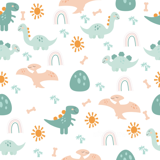 Fabric Texture with Baby Boy Dinosaur Pattern and Pastel Colors seamless Baby Boy PBR texture