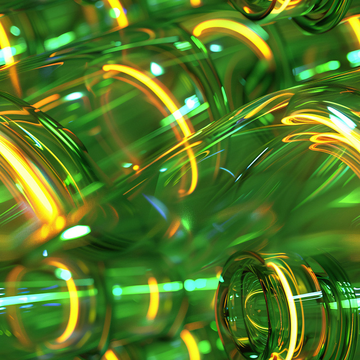 Glossy Green Translucent Tubular Forms with Bright Highlights seamless PBR texture preview