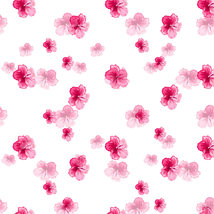 Watercolor Cherry Inspired Pink Floral Fabric Pattern seamless PBR texture preview