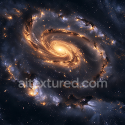 seamless Seamless 3D Space PBR Texture Featuring a Luminous Galactic Spiral Nebula with Golden Glow texture 8k free download PBR
