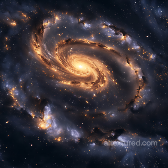 Space PBR Texture Featuring a Luminous Galactic Spiral Nebula with Golden Glow Star, space, planets texture preview