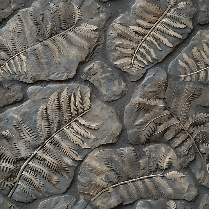 Fossilized Fern Stone with Detailed Leaf Impressions seamless PBR texture preview