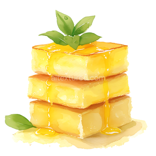 Breakfast Latte Sponge Cake with Custard and Honey Illustration