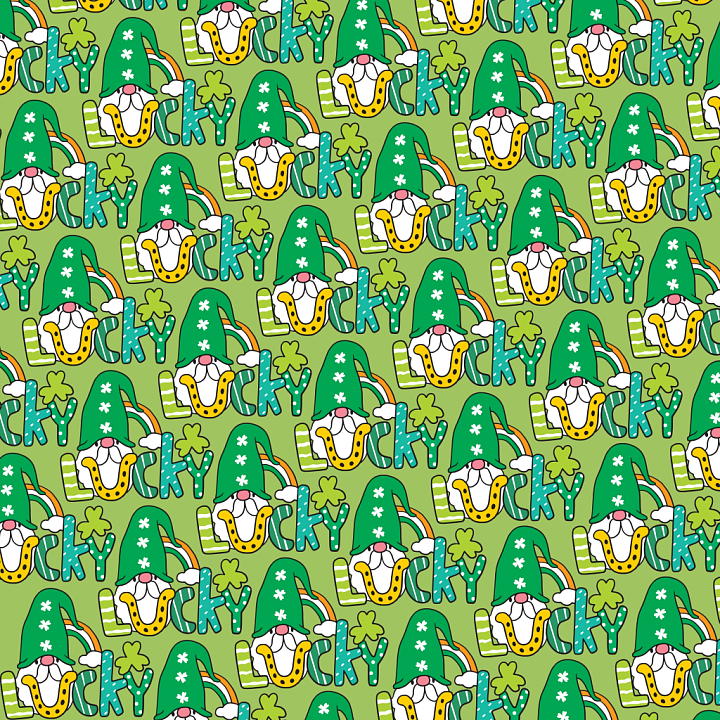 Digital Paper Featuring St Patrick Gnome and Lucky Patterns seamless PBR texture preview