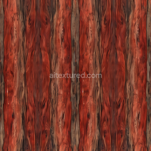 Seamless 3D PBR Stained Rustic Wood Planks Texture with Deep Grain and Warm Red Tones