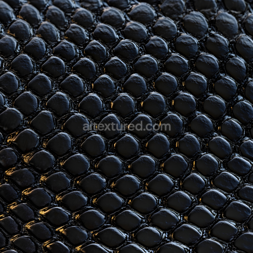 Seamless 3D Skin PBR Texture Featuring Glossy Black Scaled Pattern