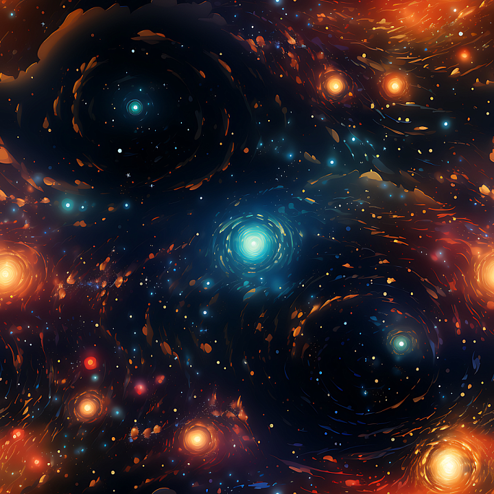 Space Featuring Galactic Swirls and Vibrant Starfield seamless PBR texture preview