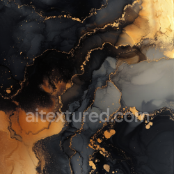 seamless Seamless 3D Alcohol Ink PBR Texture with Black and Gold Veins and Fluid Marbling texture 8k free download PBR