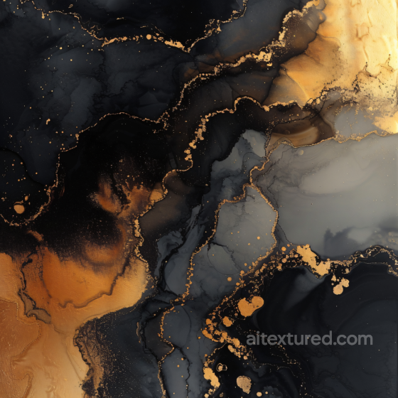 Alcohol Ink PBR Texture with Black and Gold Veins and Fluid Marbling Alcohol ink texture preview