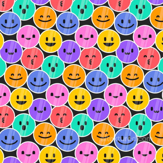 with Colorful Happy Face Pattern and Glossy Finish Happy Face pattern texture preview