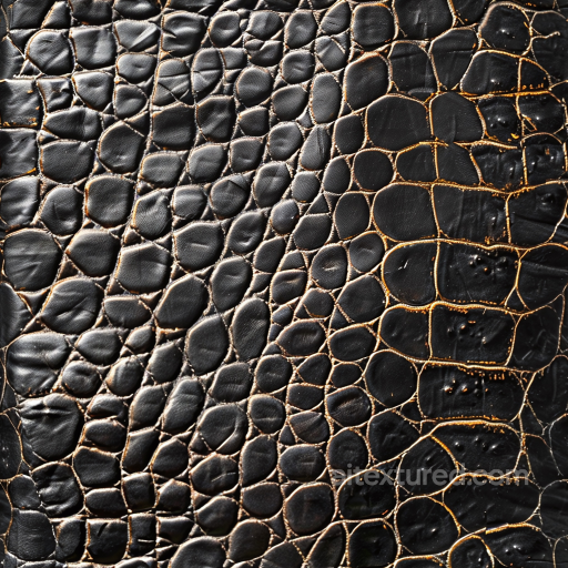 Black Crocodile Leather PBR Texture with Distinctive Scaly Grain seamless Leather PBR texture