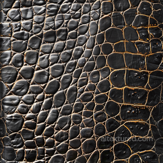 Black Crocodile Leather PBR Texture with Distinctive Scaly Grain Leather texture preview