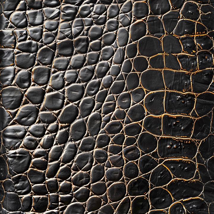 Black Crocodile Leather with Distinctive Scaly Grain seamless PBR texture preview