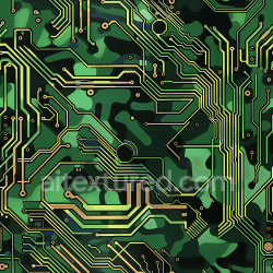 seamless Seamless 3D PBR Camouflage Texture with Futuristic Circuitry Overlay in Green Tones texture 8k free download PBR