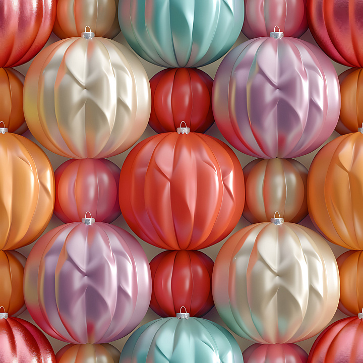 Inflated with Glossy Satin Balloon Pattern in Multicolor seamless PBR texture preview