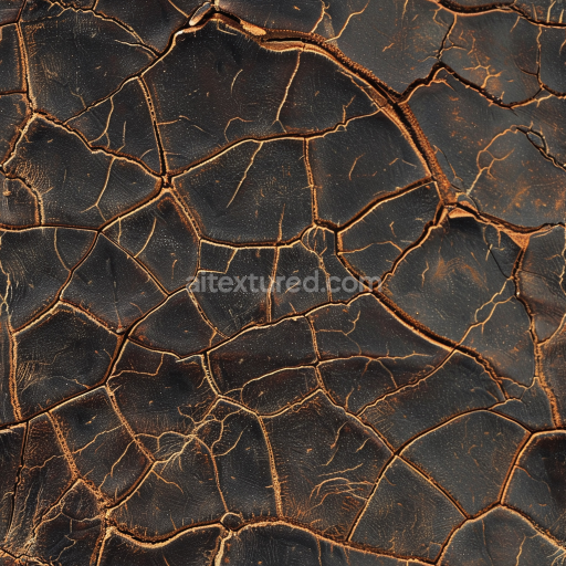 Seamless 3D cracked distressed brown leather PBR texture with rugged cracks and aged finish