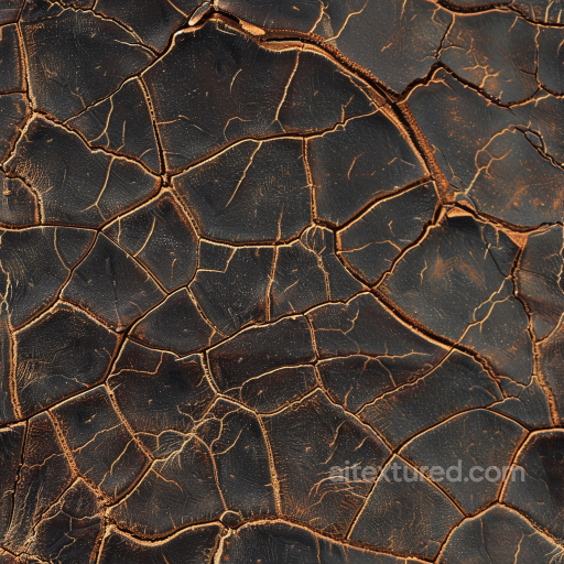 cracked distressed brown leather PBR texture with rugged cracks and aged finish seamless Leather PBR texture